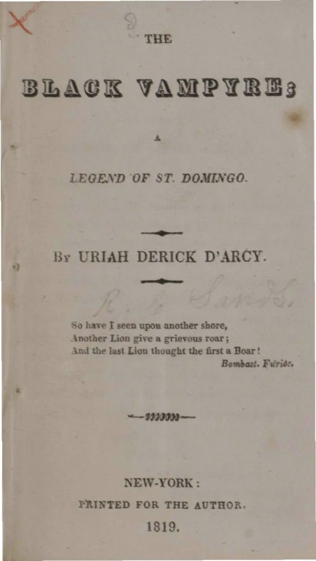 The Black Vampyre: A Legend of St. Domingo